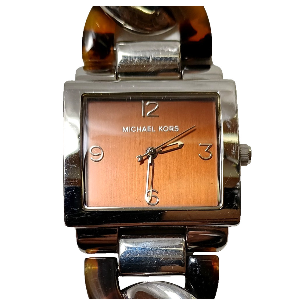 Michael Kors MK-4132 Women’s Silver-Tone & Faux Tortoise Chain Watch - Picture 2 of 16